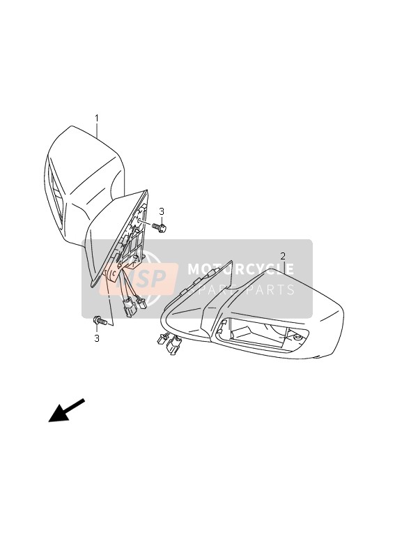 Suzuki AN650A BURGMAN EXECUTIVE 2011 Mirror (AN650A E51) for a 2011 Suzuki AN650A BURGMAN EXECUTIVE